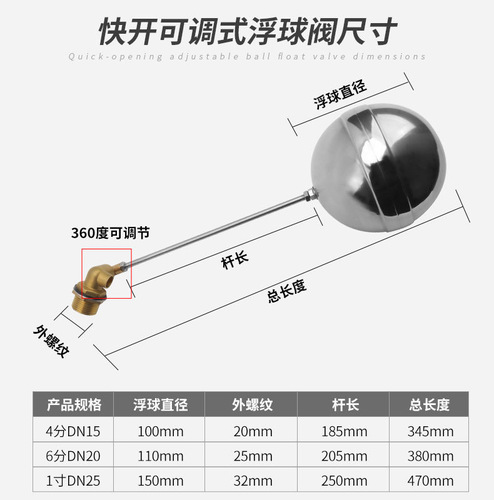 Ilaike stainless steel float valve water tank water tower water inlet 4 minutes 6 minutes 1 inch automatic liquid level switch water level control