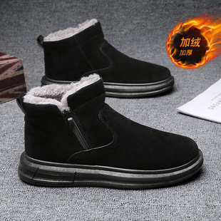 2025 Winter New Snow Boots Men's Thickened Casual Shoes Fashionable Korean Style Warm Cotton Shoes Men's High Top Men's Shoes