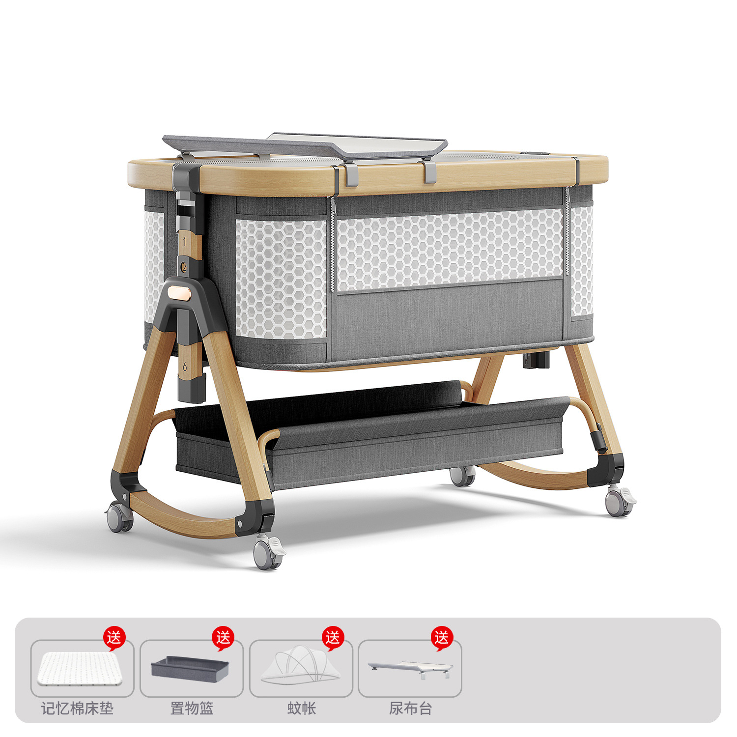 Cama para bebés, campana móvil, cuna, cama plegable portátil multifuncional, cama BB para recién nacidos, cama de empalme grande