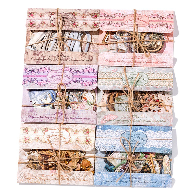 Pegatinas de Momo flotante barroco serie hollow-out paisaje duro tarjeta Diario materiales de decoración 30 piezas en 6 tipos