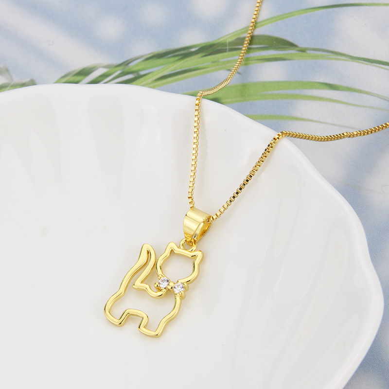 En Gros Bijoux Simple Chat Forme Pendentif Cuivre Incrusté Zirconium Collier Nihaojewelry display picture 4