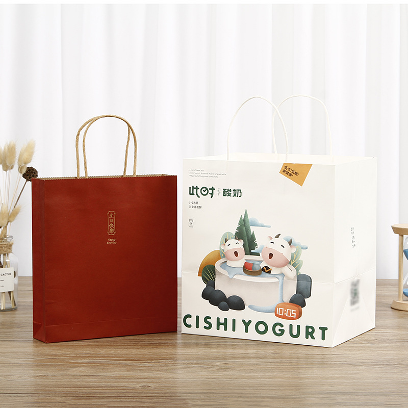 厂家手提牛皮纸袋定做奶茶外卖打包袋广告礼品购物手提袋定制印刷