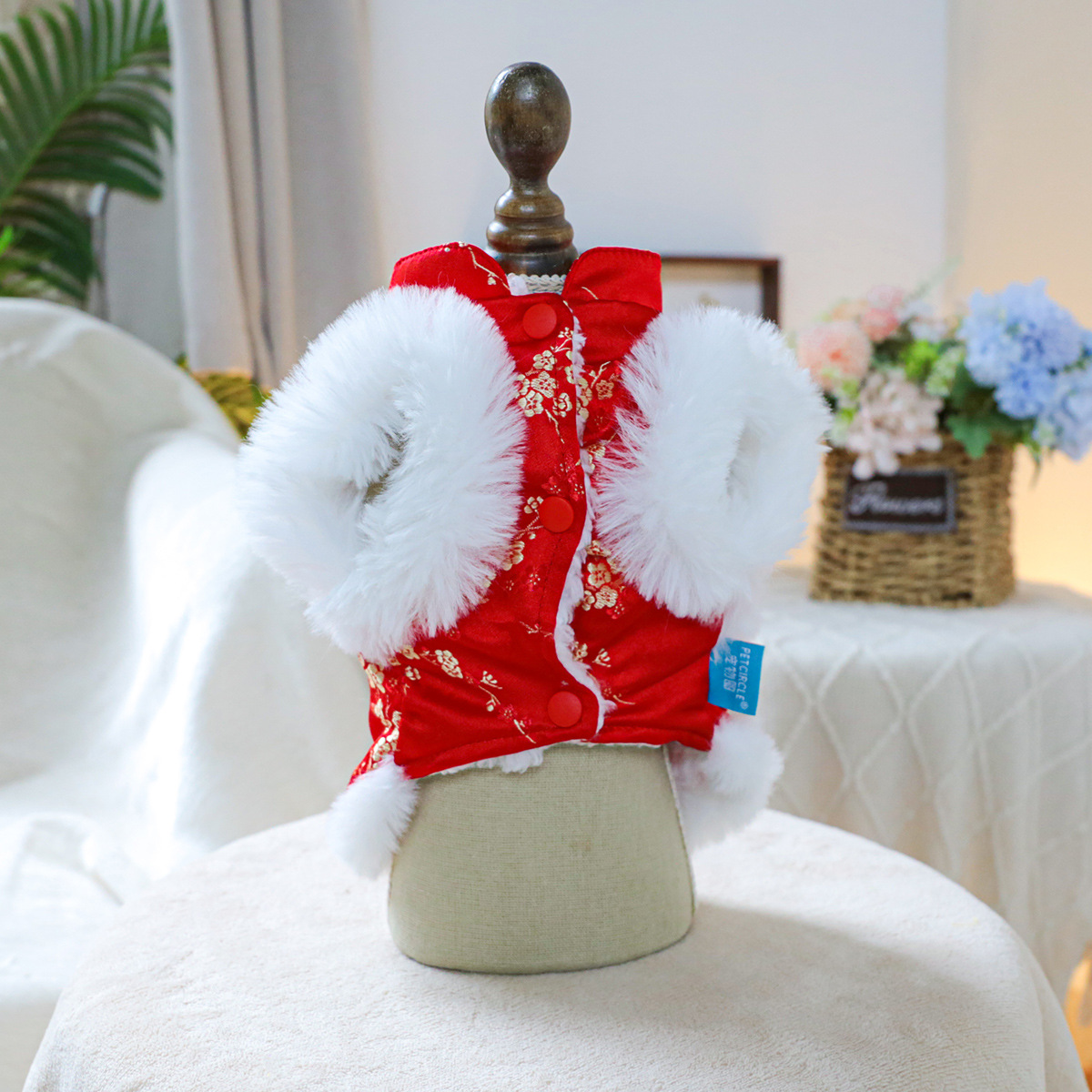 PTECIRCLE 애완 동물 서클 [재고 공장 직접 공급] 개 고양이 의류 의류 HUZI 새해 면 패딩 코트