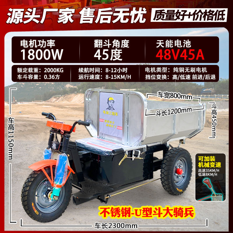 스테인레스 스틸 기병 유형 1.2U 버킷 48V 45A(Tianneng) 2000w 브러시리스 모터