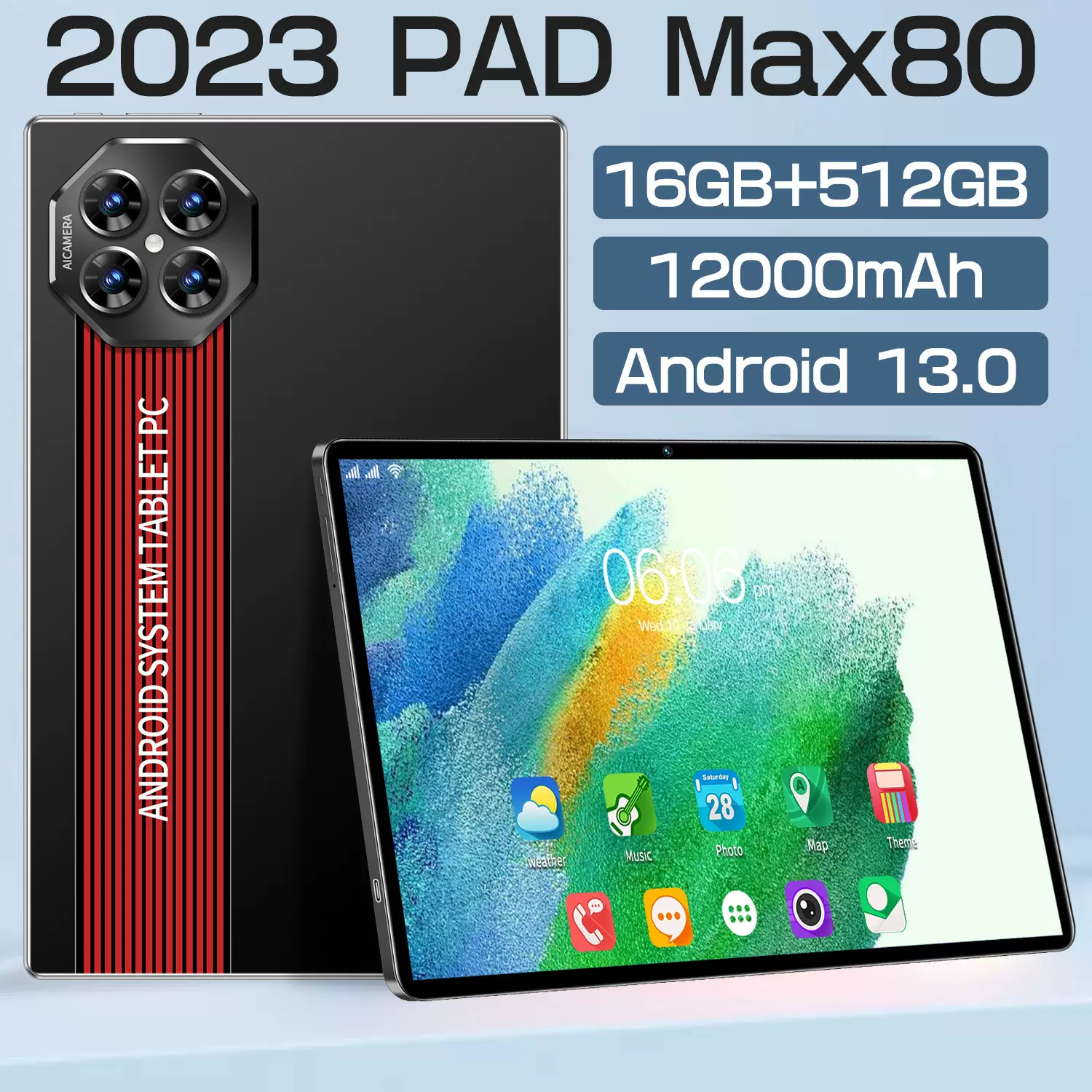 Max80跨境新款10.1寸平板电脑批发高清屏安卓智能通话WiF(劲爆款)