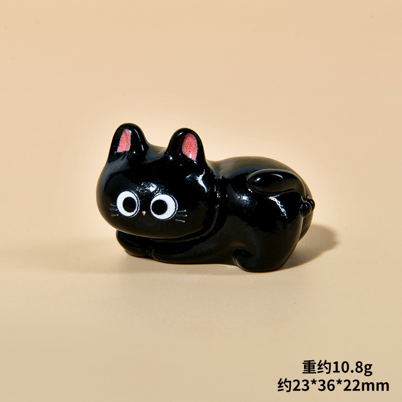 漫画立体小さな黒猫動物樹脂かわいい diy クリエイティブキーホルダージュエリーアクセサリーデスクトップ車の装飾品|undefined