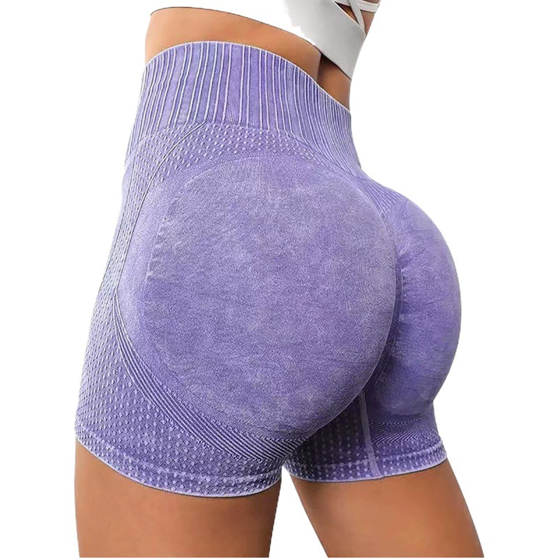 Европейские и американские трансграничные узкие сексуальные персиковые быстросохнущие дышащие штаны для йоги с высокой талией, женские шорты для бега, спорта, фитнеса, трехточечные шорты