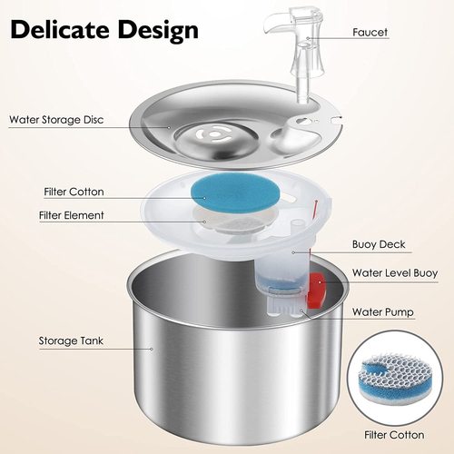 Factory all stainless steel pet water dispenser automatic circulating cat water dispenser smart pet water feeder flowing water