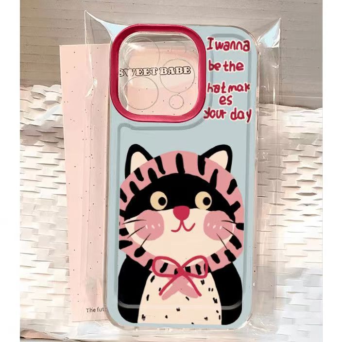 Pink Hat Cat Suitable for Apple 17Promax Mobile Phone Case 16Pro Creative 15Promax/14/13/Xr/X Pink Hat Cat Suitable for Apple 17Promax Mobile Phone Case 16Pro Creative 15Promax/14/13/Xr/X