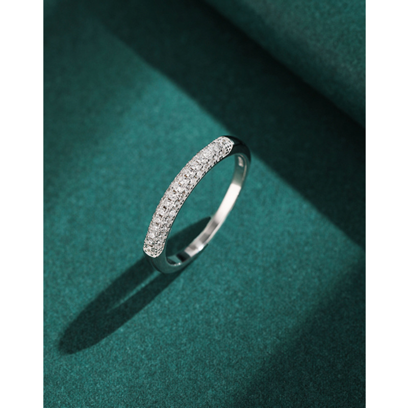 Anillo de Plata de Ley 925 fila diamante personalidad temperamento nicho diseño luz lujo alto grado sentido dedo índice anillo femenino cerrado anillo de cola