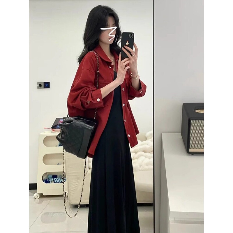 Spring Outfit: a Complete Set of Korean-Style High-End and Elegant Black Tank Top and Suspender Skirt for Women, 2025 New Dress Model Spring Outfit: a Complete Set of Korean-Style High-End and Elegant Black Tank Top and Suspender Skirt for Women, 2025 New Dress Model