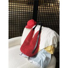 红色蜡绳手工编织包托特包女牛皮斜挎大包2025新水桶包度假沙滩包