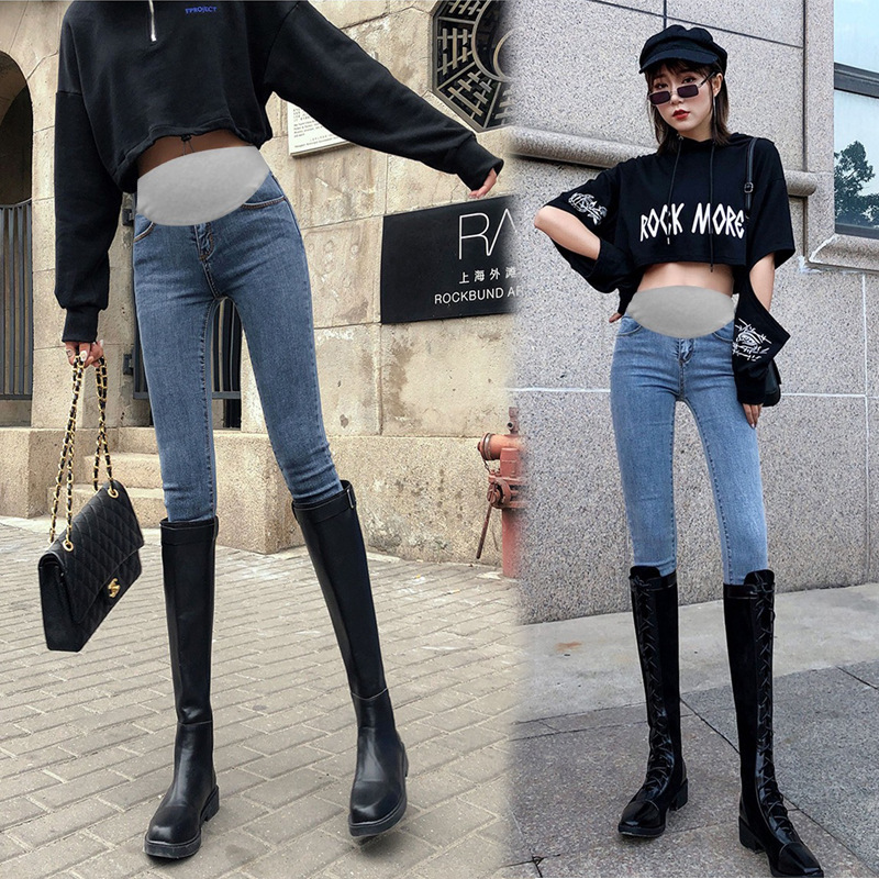 High-Quality Maternity Pants for Spring and Autumn, Slim-Fit High-Waisted Jeans for Summer, Small-Foot Belly-Support Leggings