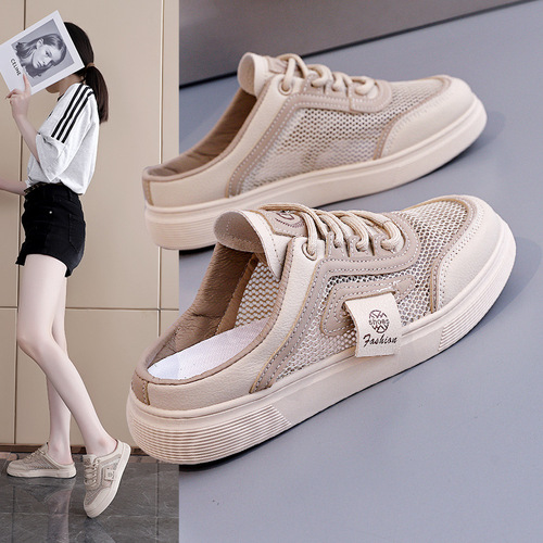 2025 Women's Summer New Korean Version Ins Student Casual Half-Drag Women's Shoes Matchable Slides Street Style KT-287