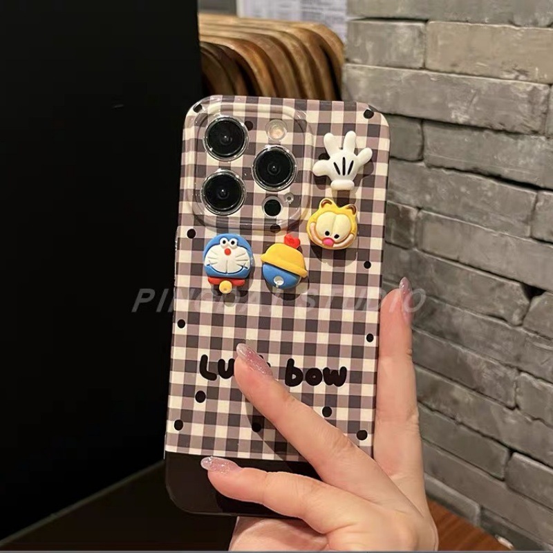 Suitable for Apple Modified Machine Xr Modified 15Pro Plaid Protective Cover Xsmax Modified 14Promax Palm Cartoon Doll