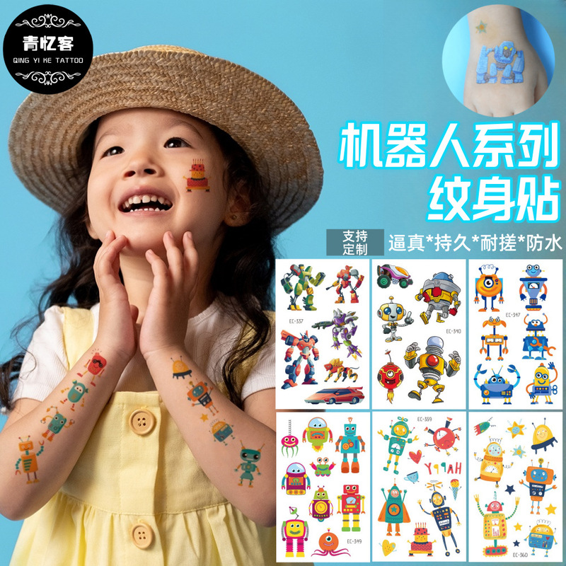 Cross-Border Supply Wholesale Cartoon Robot Kidsren's Temporary Tattoo Stickers Party Toys Holiday Boys and Girls Cross-Border Supply Wholesale Cartoon Robot Kidsren's Temporary Tattoo Stickers Party Toys Holiday Boys and Girls