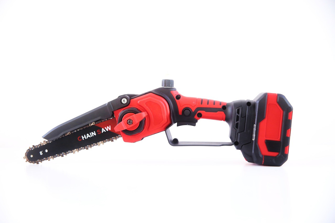 外贸新款8寸无刷锂电电锯便携式手持锯伐木修枝锯充电家用电链锯