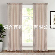 新款波西米亚绣花窗帘 卧室客厅遮光窗帘布 外贸亚麻窗帘成品跨境