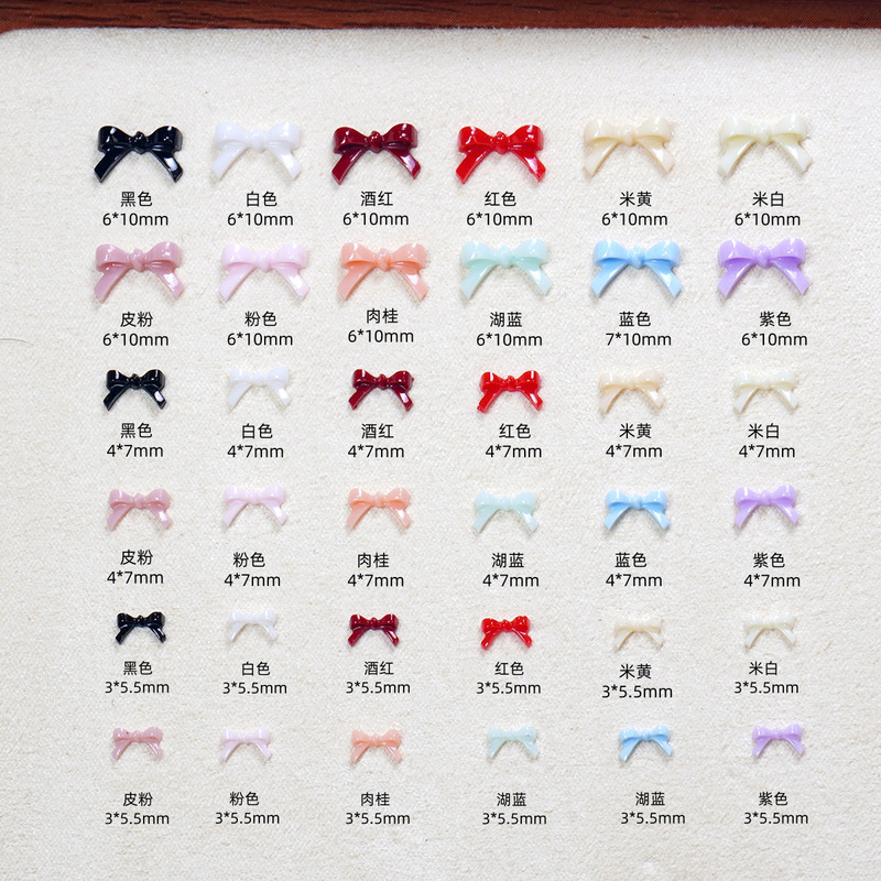 100 Mini Bow Nail Art Decorations, Large and Medium-Sized Nail Accessories, Black and Pink Mixed Style Nail Rhinestones, Small Accessories