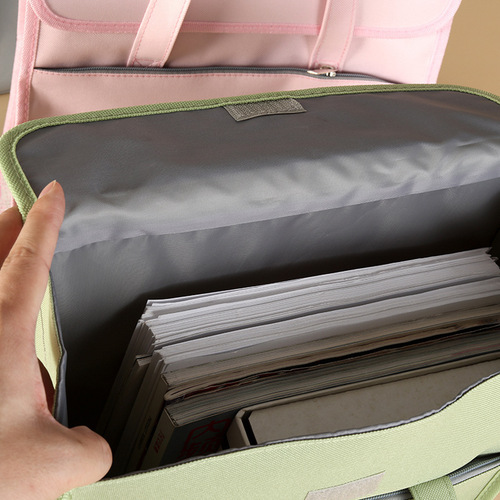 Student three-dimensional handbag large-capacity tutoring bag study bag fresh double-layer storage office exam storage bag