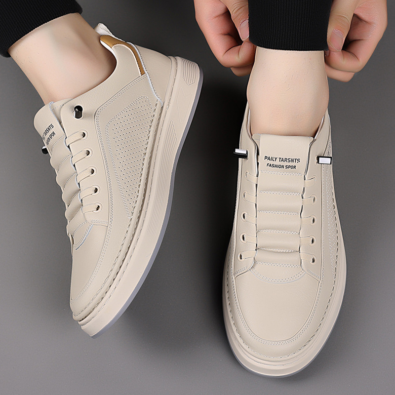 Nuevos zapatos blancos para hombres, zapatos de punta herméticos y transpirables de verano, zapatos casuales de moda para hombres, zapatos para hombres al por mayor