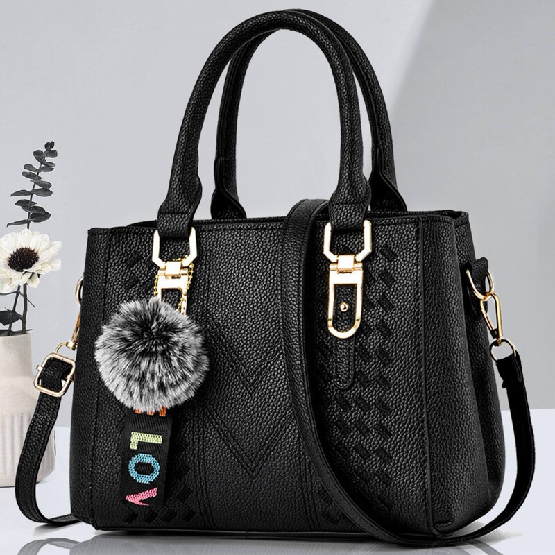 Fur ball pendant shoulder bag ladies handbag cross-border simple small square bag wholesale large capacity bag messenger bag