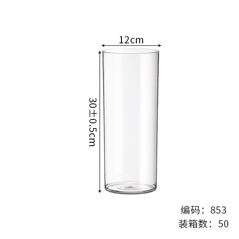 Jarrón de flores de plástico de sensación medieval de alta gama - Múltiples tamaños, alta transparencia, cubo despertador de flores, a prueba de caídas, imitación de vidrio, cubo para floristería/flores frescas