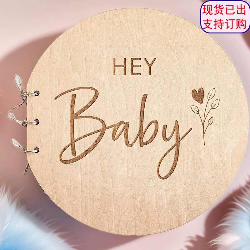 Популярный деревянный блокнот для записей Amazon, книга для сообщений о росте ребенка, ванночка, памятный альбом для крещения ребенка