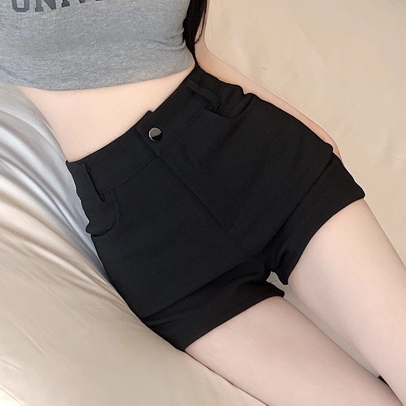 Black Shorts for Women, Summer 2027 New Popular High-Waisted Petite Tight-Fitting A-Line Casual Hot Pants
