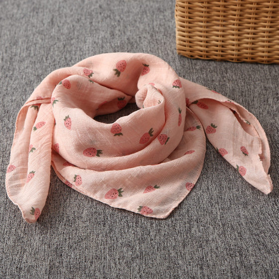 Korean style new 70*70 small square scarf women's all-match breathable cotton and linen scarf air-conditioned room neck protection children's parent-child scarf