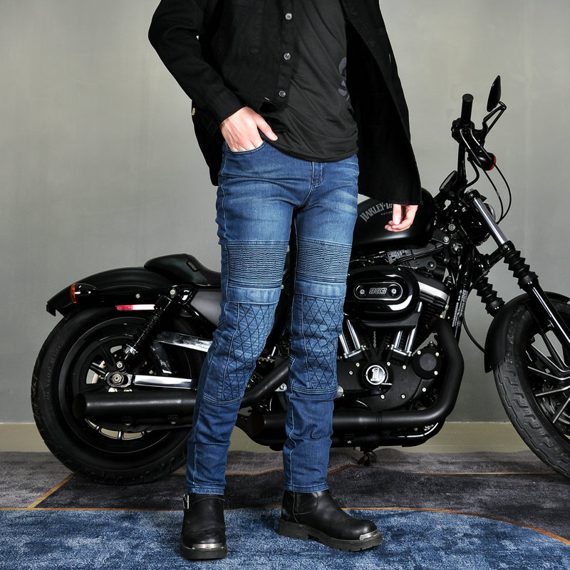 Volero motocicleta jeans hombres retro SLIM-Fit lavado motocicleta montar pantalones kaudura resistente al desgaste-resistente