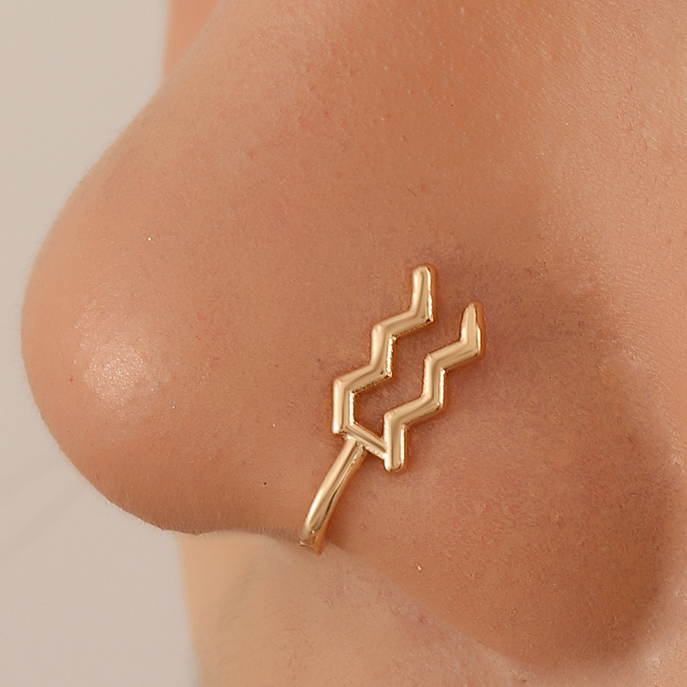 Fashion Metal 12 Constellation Perforation-Free Nasal Splint Geometric U-Shaped Copper Nose Ring