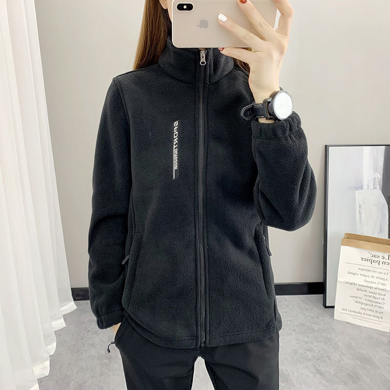 Polar Fleece Sweatshirt Women's Cardigan Jacket Thickeneded Warm Autumn and Winter Jacket Fleece Liner Fleece Sweater Large Size Jacket