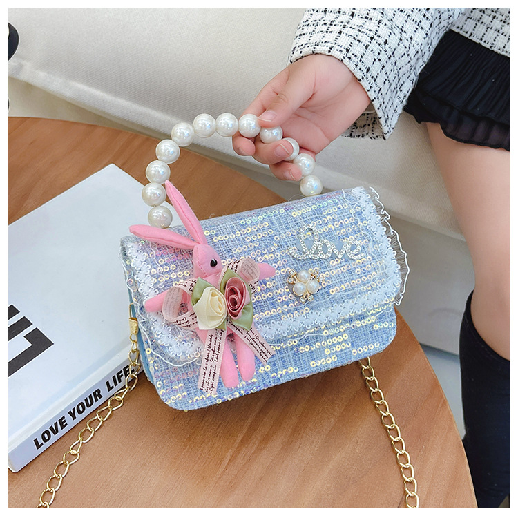 Bolso de La Perla de los niños 2023 nuevo lentejuelas pequeño bolso cuadrado moda lindo niñas bolsa decorativa bandolera