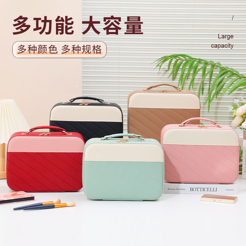Fábrica personalizada de alta apariencia ins caja cosmética bolsa de almacenamiento de cosméticos de gran capacidad PU caja portátil de cuero impermeable