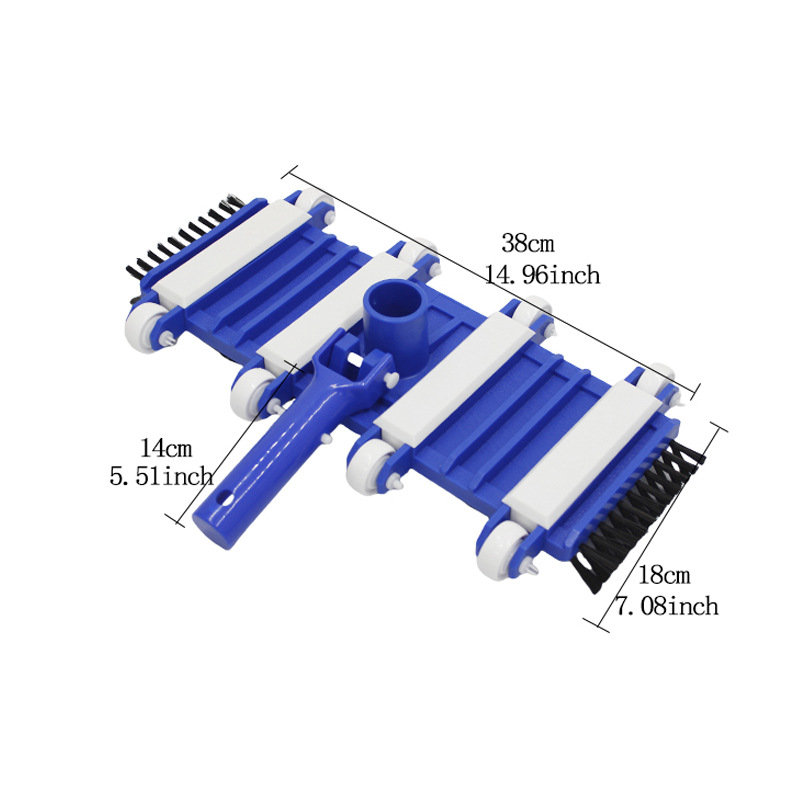 Fábrica directa de herramientas de limpieza y mantenimiento de la piscina 14 pulgadas con cepillo azul y blanco cabeza de absorción de suciedad equipo de limpieza de la piscina