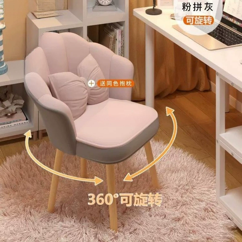 Легкий роскошный табурет для одевания интернет-знаменитостей со спинкой для домашнего использования, стул для макияжа для спальни девочек, простой табурет для туалетного столика для маникюра.