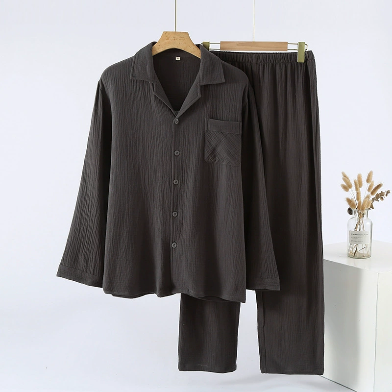 Уютный oversized демисезонный хлопковый пижамный костюм с кардиганом, длинными рукавами и брюками