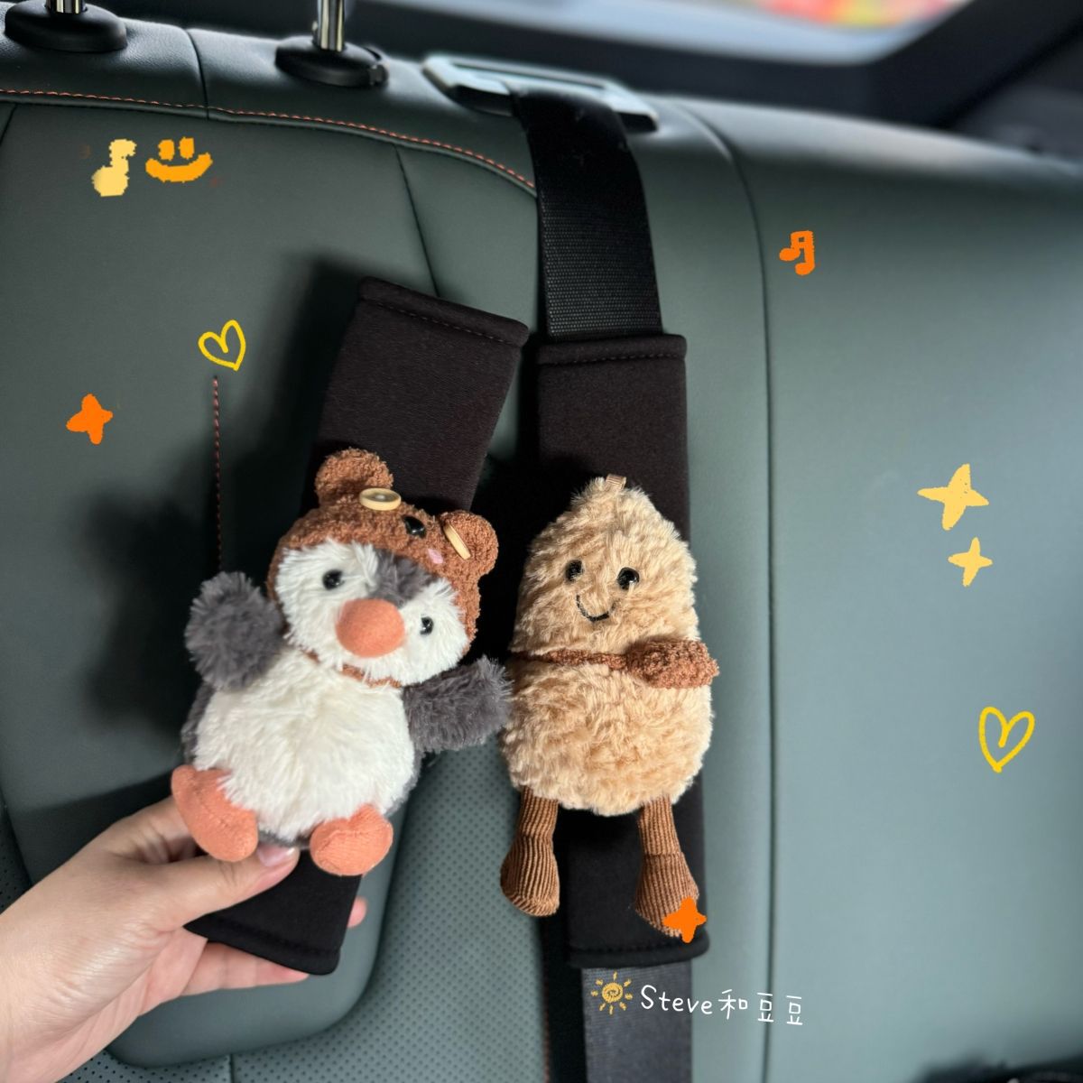 Car Interior Decoration Anti-Strangle Peanut Penguin Doll Popular Cute Car Seat Belt Shoulder Pad Decoration