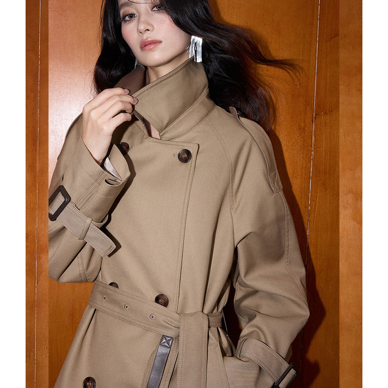 【Shengdu】26 Spring New Classic Modern Retro British Style Versatile Color-Block Mid-Length Loose Trench Coat for Women 【Shengdu】26 Spring New Classic Modern Retro British Style Versatile Color-Block Mid-Length Loose Trench Coat for Women