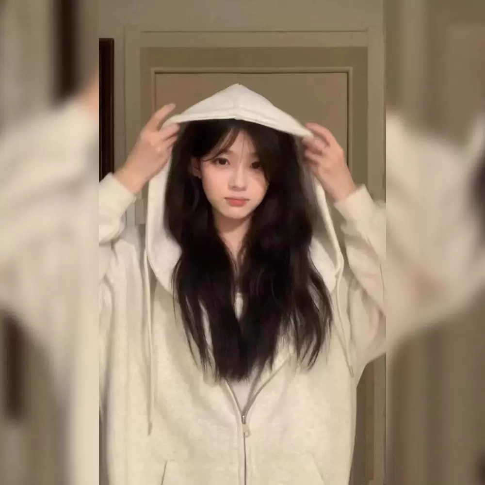 定制卫衣外套女春秋季2025新款秋冬季初中生韩系慵懒风厚上衣加绒