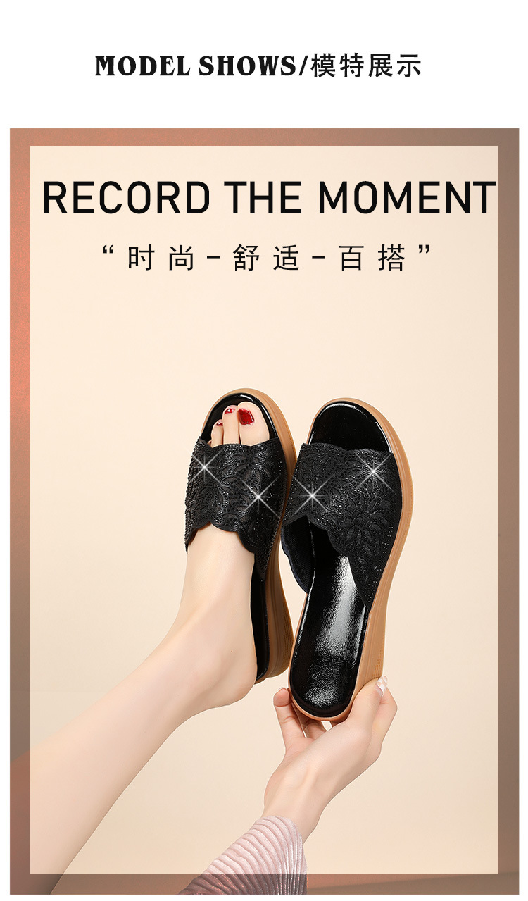 Dép lê nữ đế bằng mềm chống trượt thời thượng đi ngoài trời mùa hè — Màu đen chi tiết 6