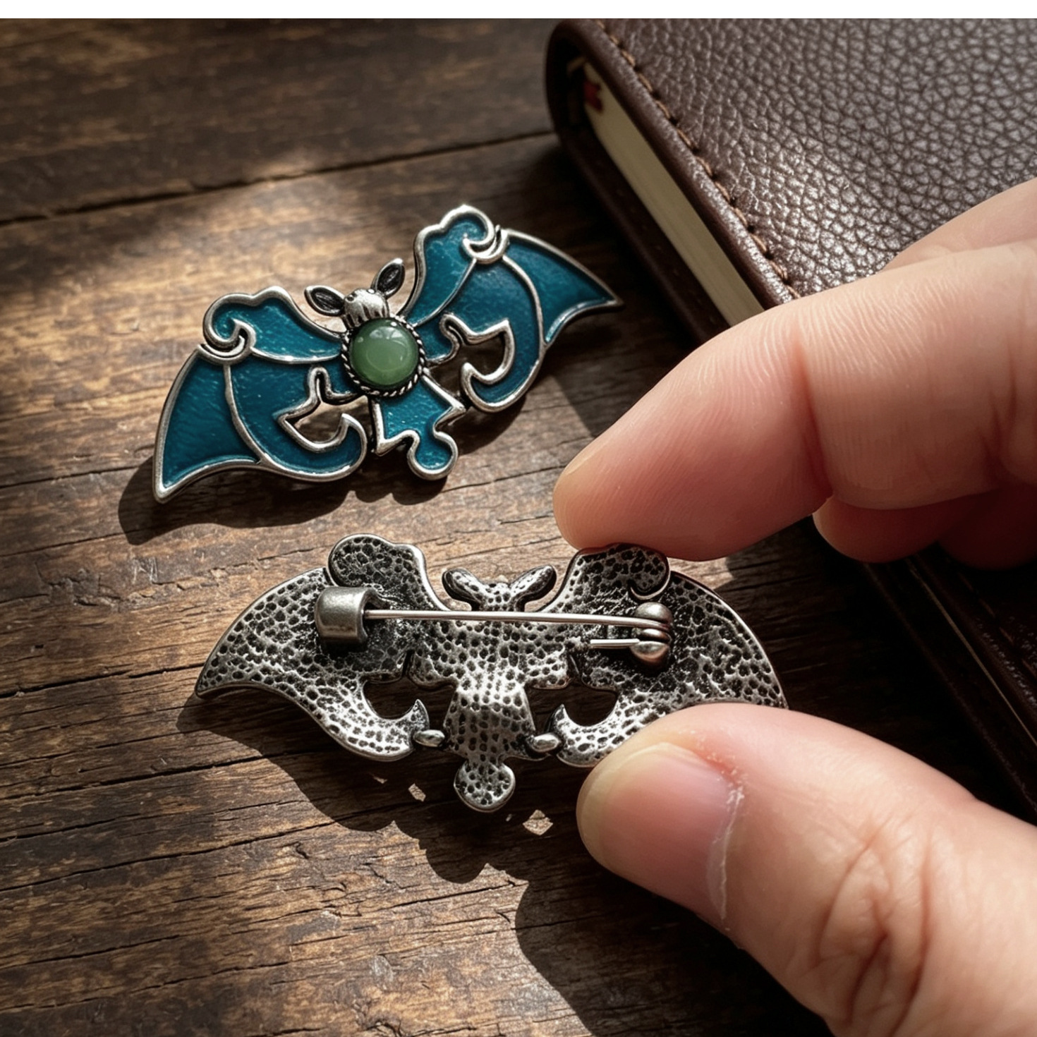 Wholesale Chinese-Style Burnt Blue Bat Brooches with Auspicious Meanings, Enamel Drip Oil Jewelry Accessories, Hanfu Accessories