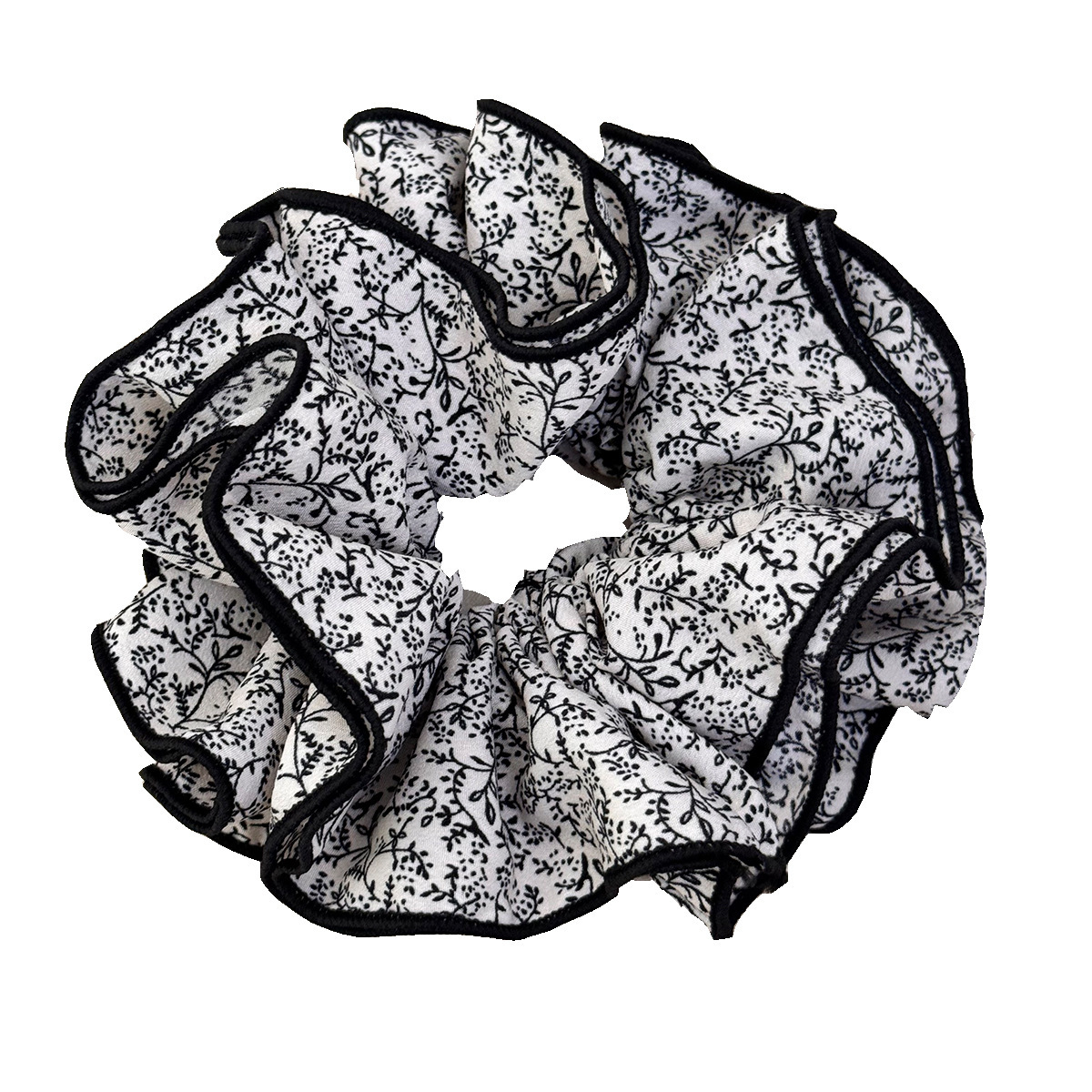 Franse retro bloemen scrunchie voor dames groot haarelastiek_voghion.com