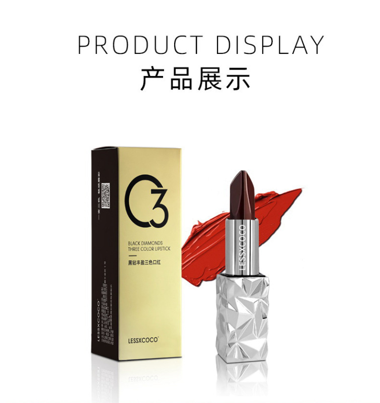 同じタイプの黒ドリルのバラの両面の三色の口紅のつや消しの長い時間は色の口紅の平価の工場を現して直接販売します。|undefined