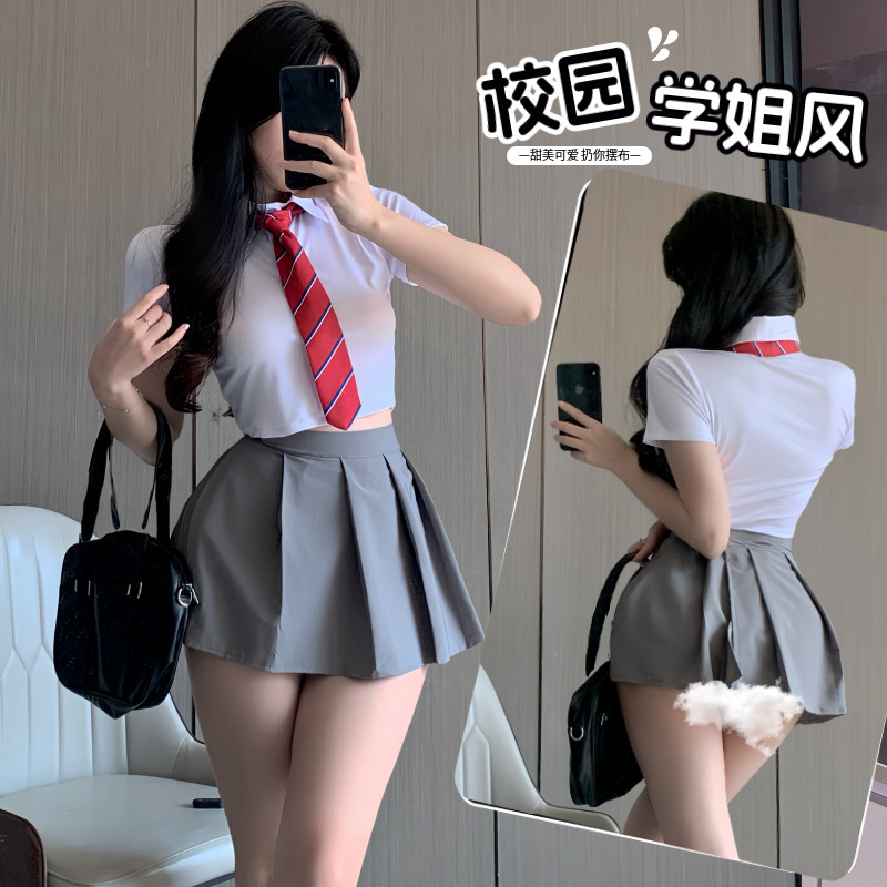 Sexy Lingerie with a Western Style, Ultra-Short Backless Design, Pure Desire, Senior Student Jk Uniform, No-Take-Off Set, College Style