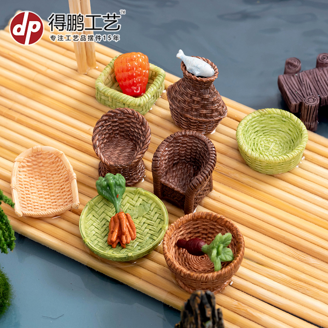 Muebles tejidos de bambú resina decoración silla de bambú recogedor cesta de pescado de bambú olla artesanía creativa decoración del hogar accesorios