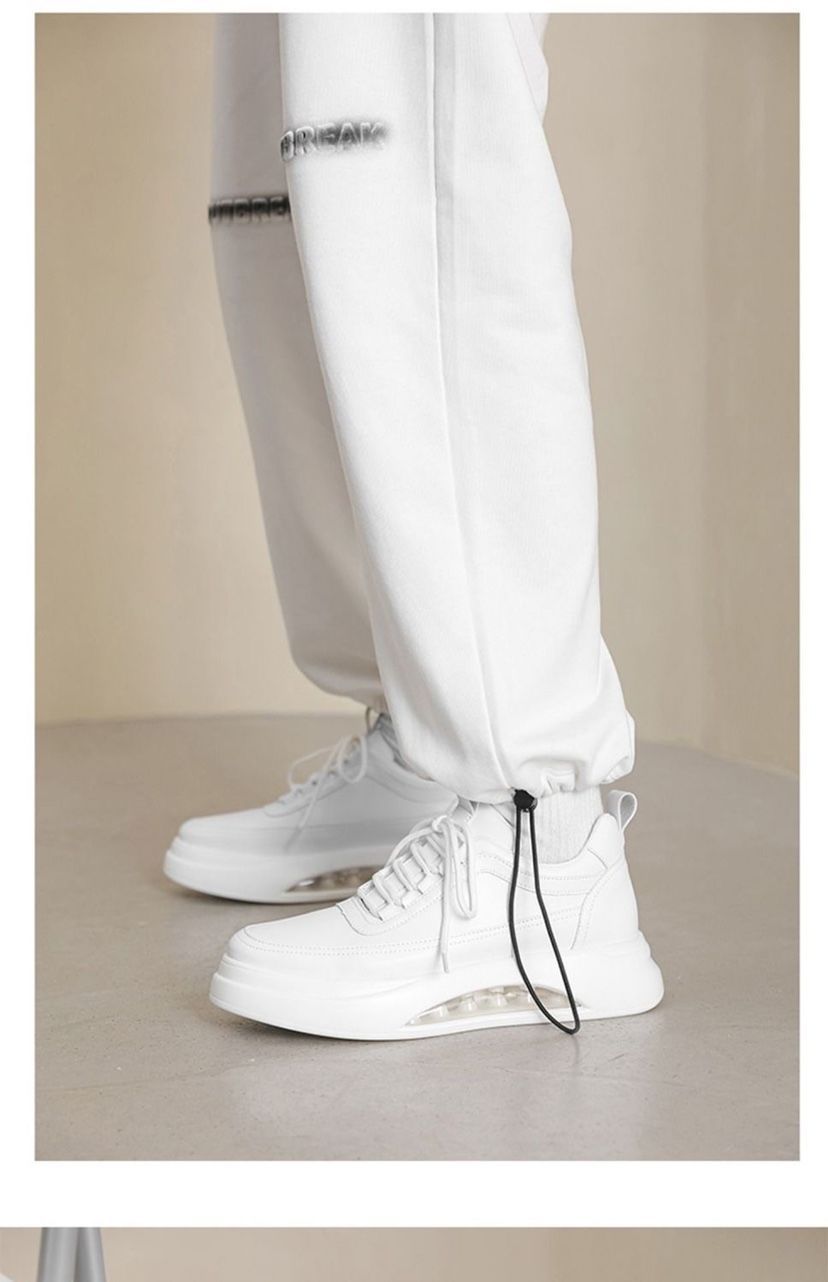 Chaussures blanches à coussin d'air pour hommes, nouvelle collection automne, tendance, taille haute, sport, plate-forme polyvalente décontractée_voghion.com