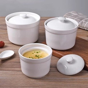 Bird's Nest Stew Cup Household Small Water-Proof Stew Cup with Lid Steamed Egg Cup for One Person Inner Pot Soup Porcelain Cup Soup Cup New