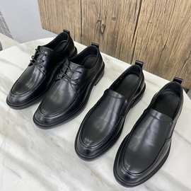男士皮鞋单层高端真牛皮夏季透气软底真皮百搭休闲男鞋系一脚蹬
